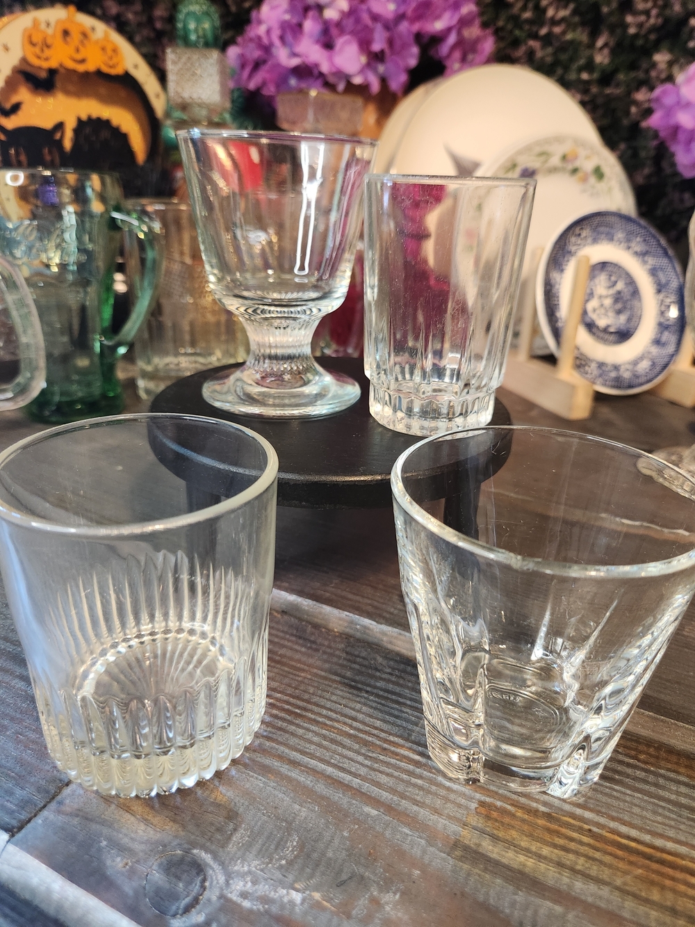 Clear Glass Cups Various Styles & Sizes, No Chips/Breaks, 1960s Vibes